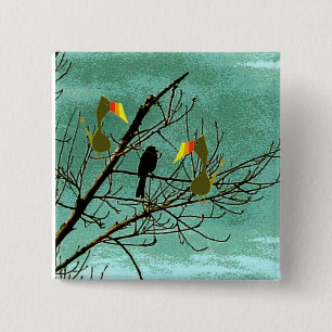 Tutu and black bird 15 cm square badge