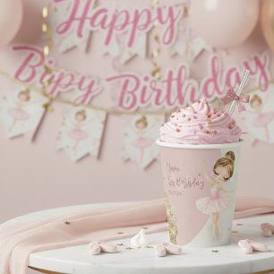 Tutu Ballerina Ballet Dancer Girl 5th Birthday  Paper Cups