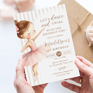 Tutu Ballerina Ballet Dancer Girl Birthday Invitation