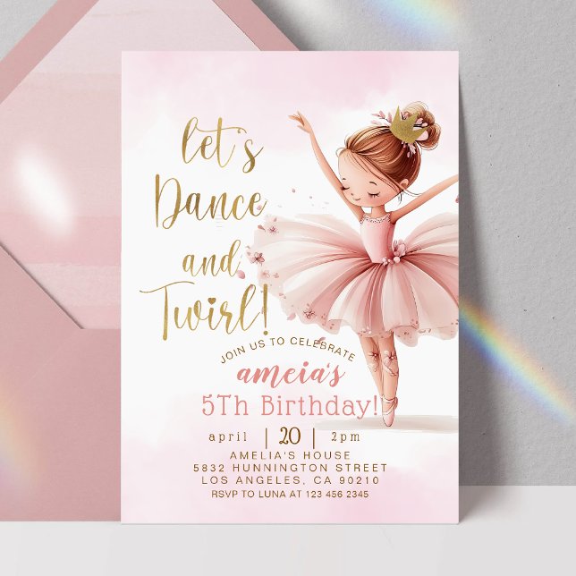 Tutu Ballerina Ballet Dancer Girl  Birthday Invitation (Creator Uploaded)