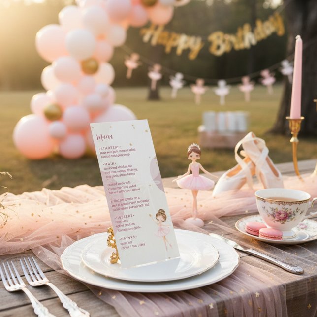 Tutu Ballerina Ballet Dancer Girl Birthday Menu (Creator Uploaded)