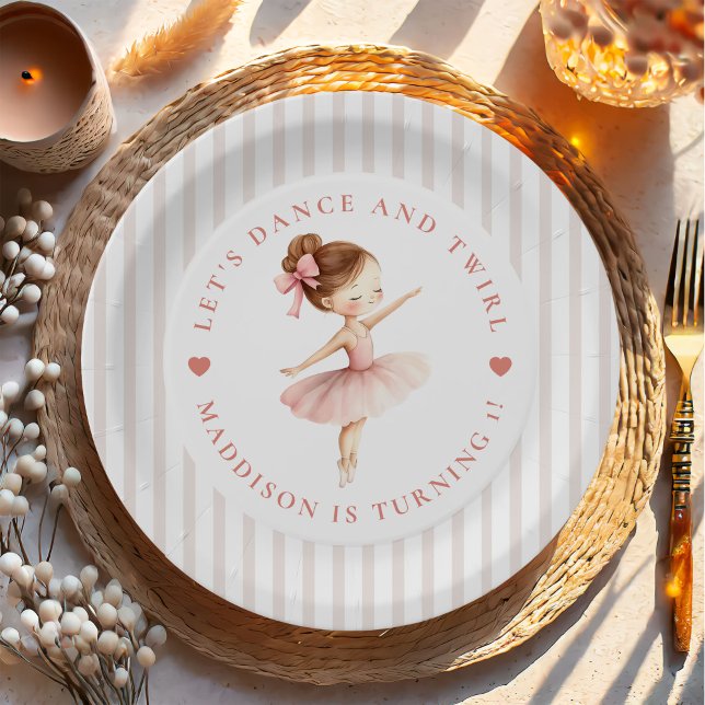 Tutu Ballerina Ballet Dancer Girl Birthday Paper Plate (Creator Uploaded)