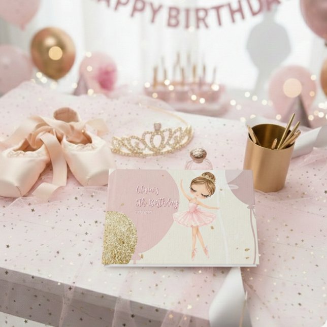 Tutu Ballerina Ballet Dancer Girl Pink Birthday Guest Book (Creator Uploaded)