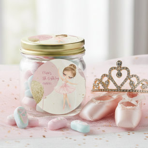 Tutu Ballerina Pink Ballet Dancer Girl Birthday Classic Round Sticker