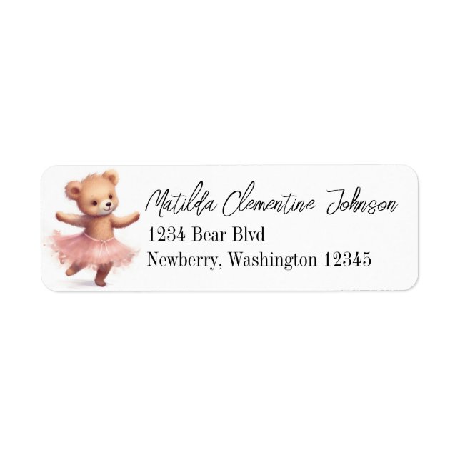Tutu Bear Return Address Label (Front)
