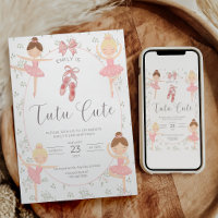 Tutu Cute 2nd Birthday Invitation Pink Ballet