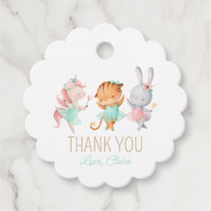 Tutu Cute Ballerina Animal Ballet Birthday Party  Favour Tags