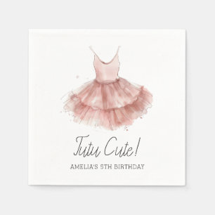 Tutu Cute Ballerina Ballet Pink Script Birthday Napkin