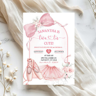 Tutu Cute Ballerina Pink Coquette Second Birthday Invitation