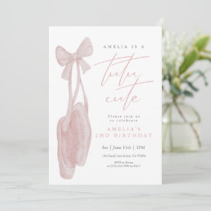 Tutu Cute Ballerina Shoes Girl 2nd Birthday  Invitation