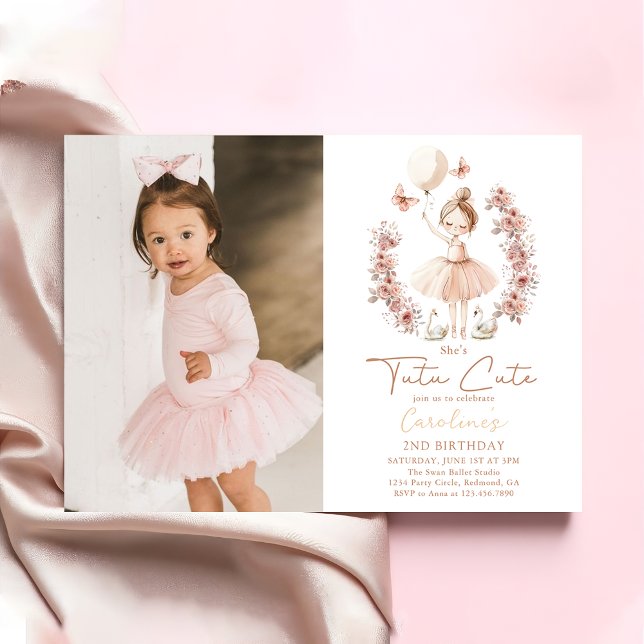 Tutu Cute Ballet Ballerina Birthday Photo Invitation (Creator Uploaded)