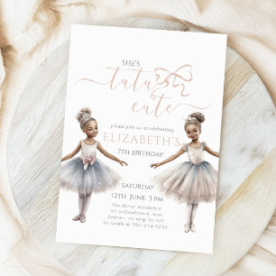 Tutu Cute Elegant Ballerina Watercolor Birthday Invitation