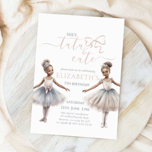 Tutu Cute Elegant Ballerina Watercolor Birthday Invitation (Creator Uploaded)
