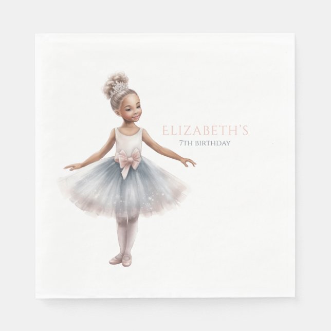 Tutu Cute Elegant Ballerina Watercolor Birthday Napkin (Front)