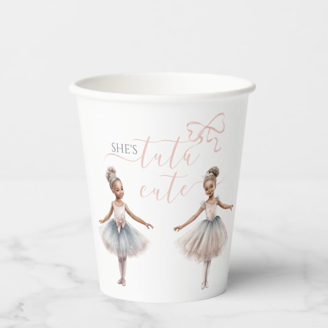 Tutu Cute Elegant Ballerina Watercolor Birthday  Paper Cups (Front)