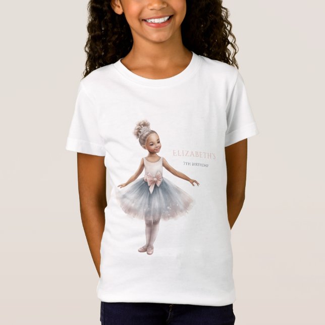 Tutu Cute Elegant Ballerina Watercolor Birthday T-Shirt (Front)