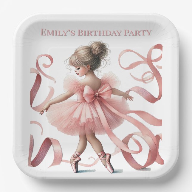 Tutu Cute | Enchanted Ballerina Birthday Party Paper Plate (Front)