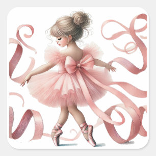 Tutu Cute   Enchanted Ballerina Birthday Party Square Sticker