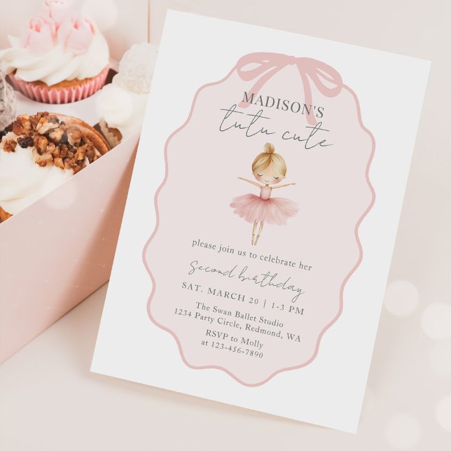 Tutu Cute Girls' Second Ballerina Birthday Invitation (Creator Uploaded)