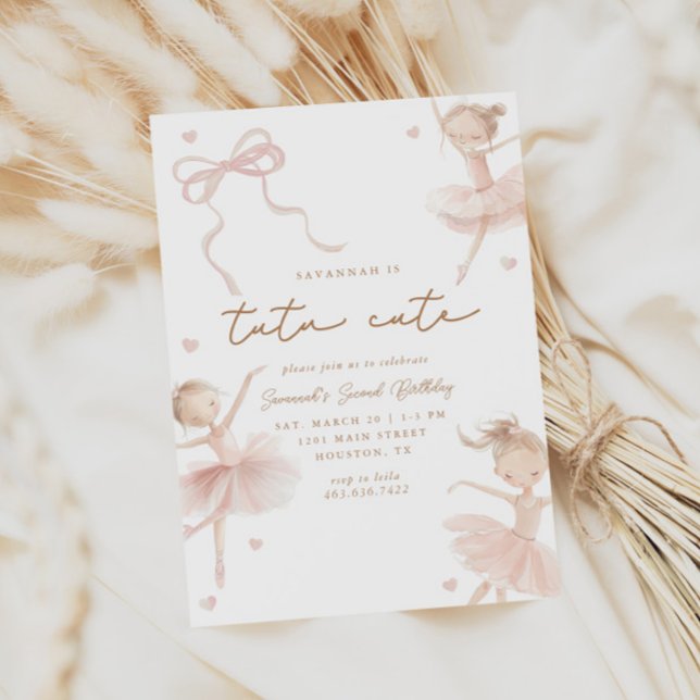 Tutu Cute Girls' Second Ballerina Birthday Invitation (Creator Uploaded)
