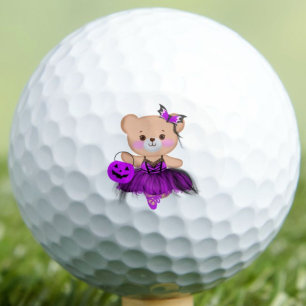 Tutu Cute to Spook! Teddy Bear Witch Ballerina  Golf Balls