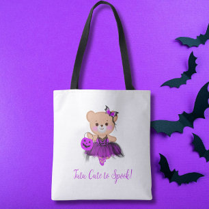 Tutu Cute to Spook! Teddy Bear Witch Ballerina Tote Bag