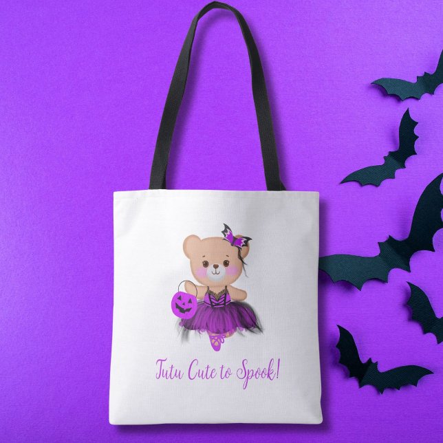 Tutu Cute to Spook! Teddy Bear Witch Ballerina  Tote Bag (Creator Uploaded)