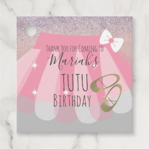 Tutu Girl's Birthday Party Pink Thank You Favour Tags