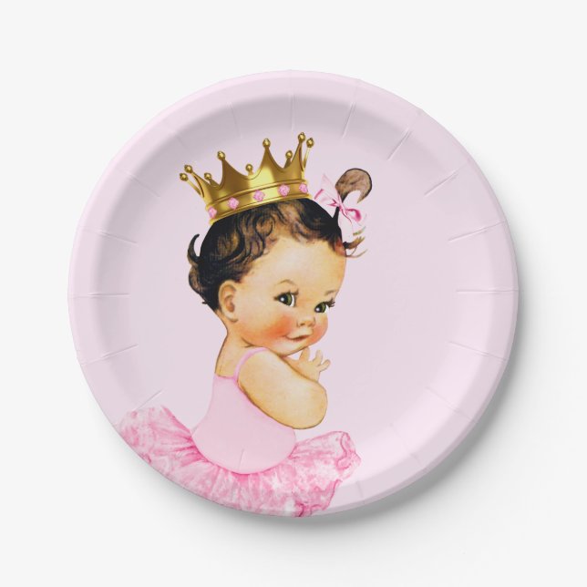 Tutu Princess Ballerina Baby Shower Paper Plate (Front)