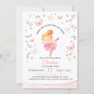 Tutu's and Twirls Ballerina Birthday Invitation
