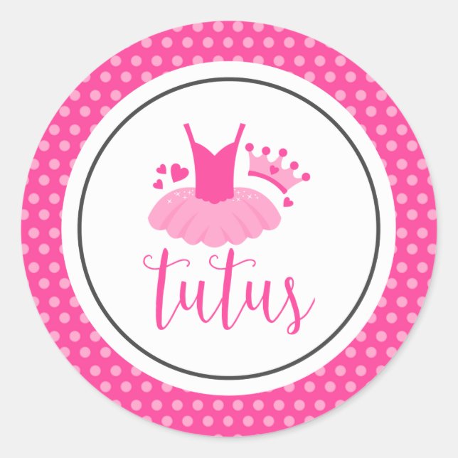 Tutus Gender Reveal Classic Round Sticker (Front)