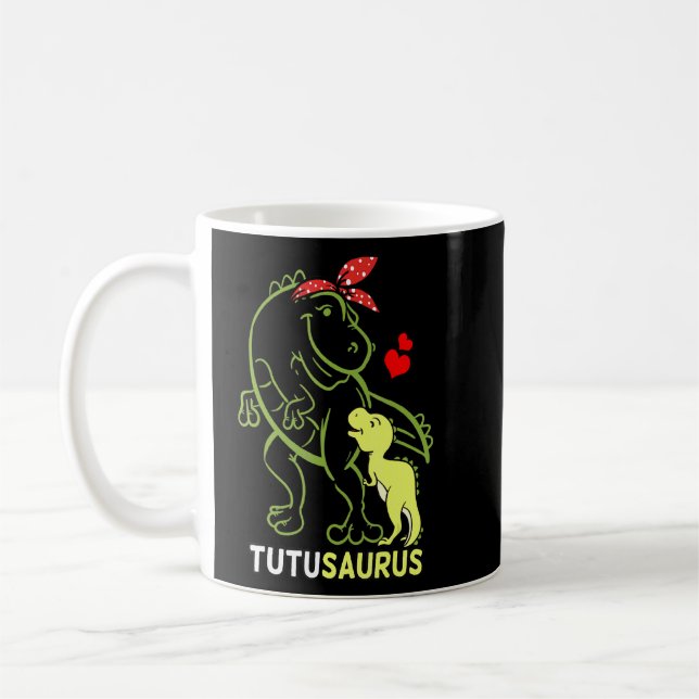 Tutusaurus Tutu Tyrannosaurus Dinosaur Baby Mother Coffee Mug (Left)