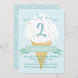 Tuuquoise Sprinkles Ice Cream Birthday Invitation