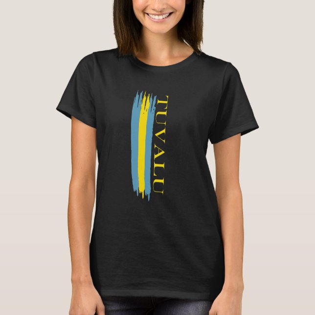 Tuvalu Flag Colour Stripes T-Shirt (Front)
