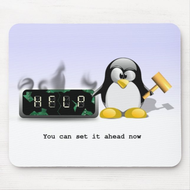 Tux anti daylight saving time Mousepad (Front)