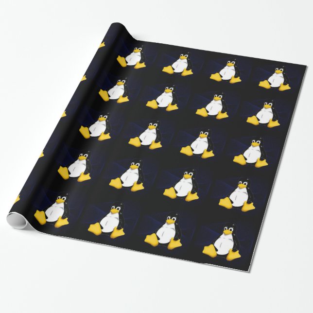 TUX Blue Sobel Wrapping Paper (Unrolled)