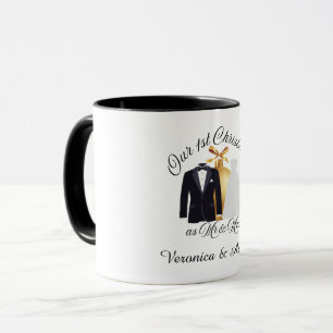 Tux & Dress Gold Ornament Our 1st Christmas Mug