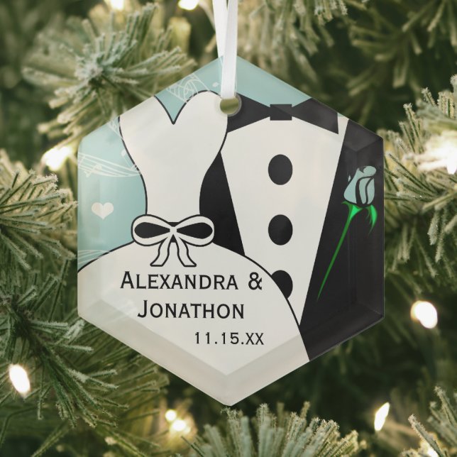 Tux & Gown Wedding First Christmas Ornament (Insitu)