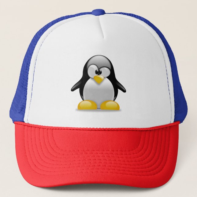 Tux Linux Penguin Geek Nerd Computer Trucker Hat (Front)