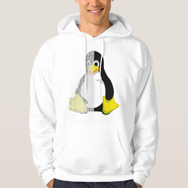 Tux mascot half text hoodie (Front)