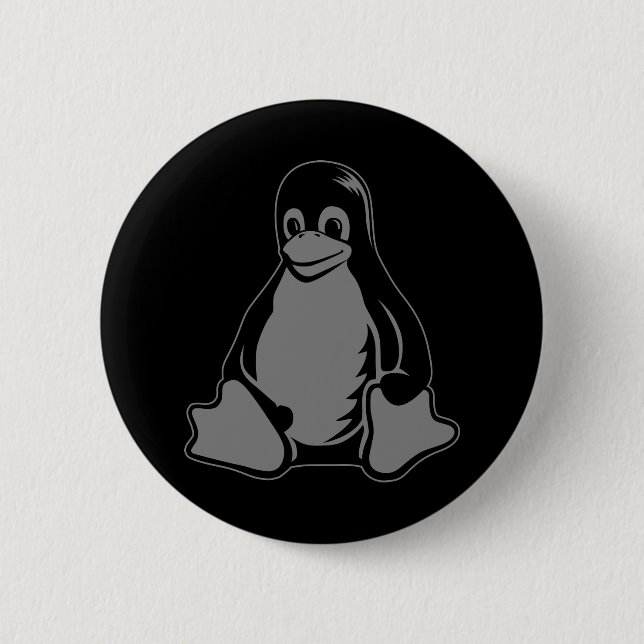 Tux Penguin - (Linux, Open Source, Copyleft, FSF) 6 Cm Round Badge (Front)