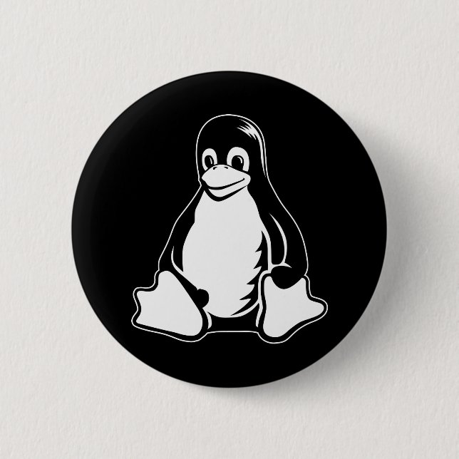 Tux Penguin - (Linux, Open Source, Copyleft, FSF) 6 Cm Round Badge (Front)