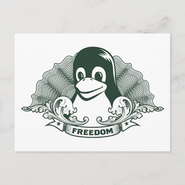 Tux Penguin - (Linux, Open Source, Copyleft, FSF) Postcard (Front)