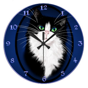 TUX-Tuxedo cats rock Large Clock