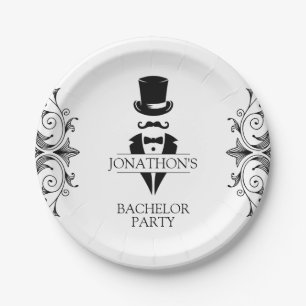 Tuxedo Bachelor Party Paper Plate