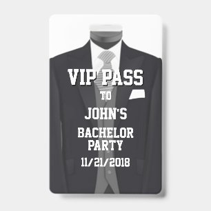 Tuxedo Bachelor Party VIP Badge ID Badge