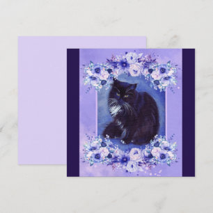 Tuxedo black and white cat art by Renee Lavoie  Invitation
