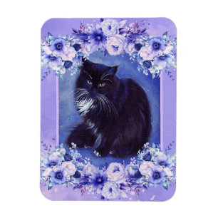 Tuxedo black and white cat art by Renee Lavoie  Magnet
