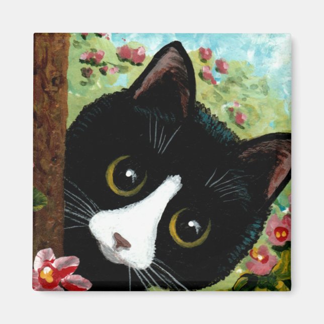 Tuxedo Black Cat Funny Magnet (Front)