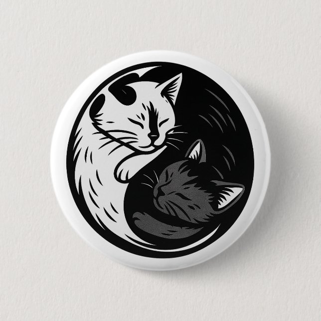 Tuxedo / Black Cat Yin Yang Button by Phil Elmore (Front)